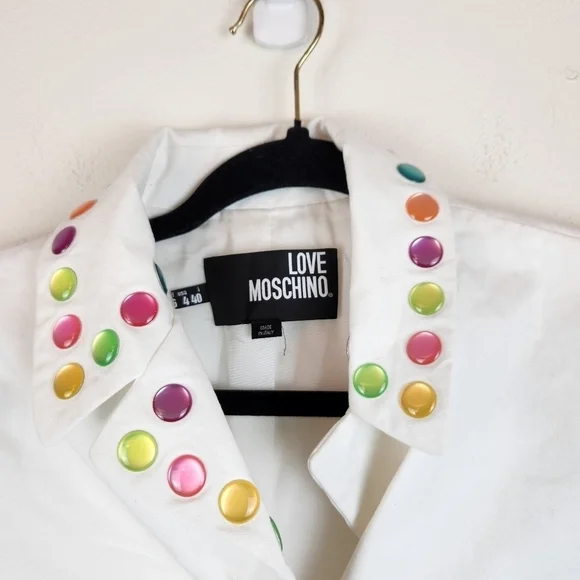 LOVE MOSCHINO white fitted cropped blazer Size US 4 - Picture 6 of 9